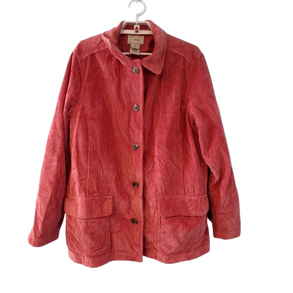 LL Bean jacket womens XL petite pink corduroy removable lining